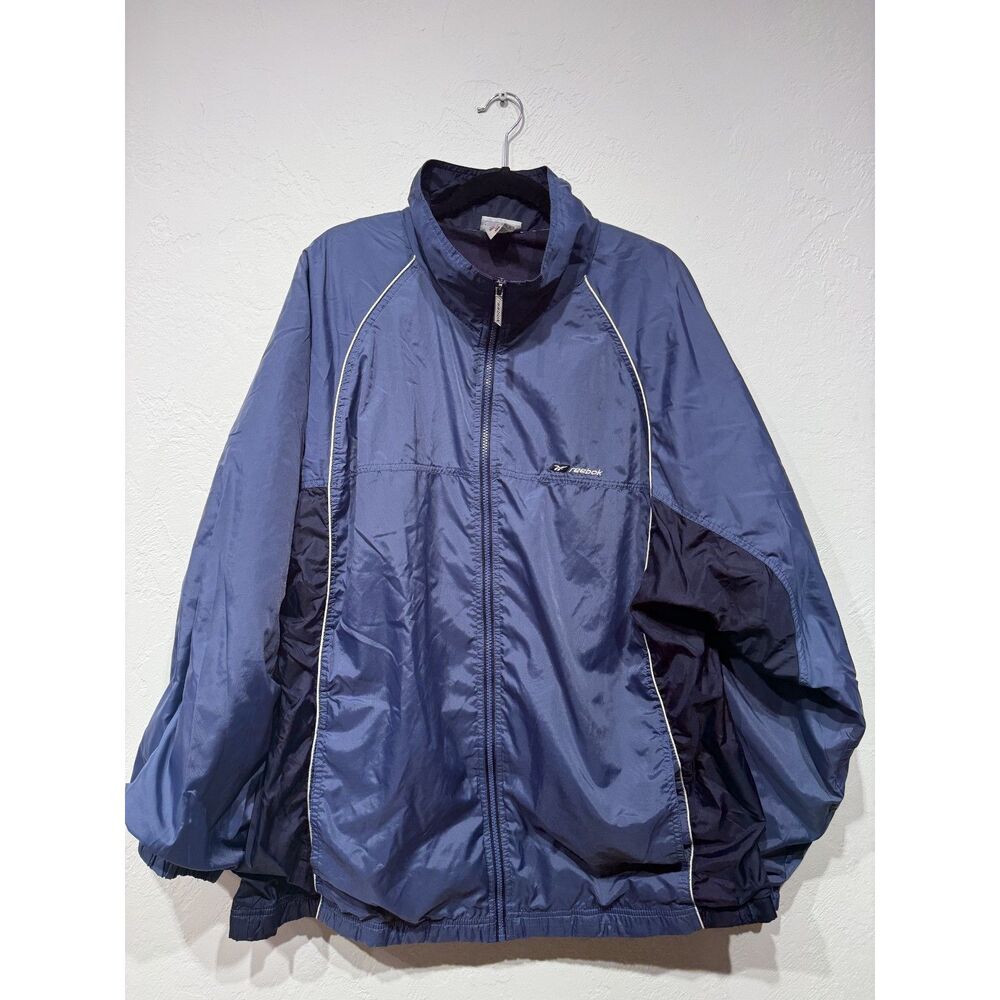 Vintage 90s Reebok Vector Jersey Lined Nylon Track Windbreaker Jacket Size XXL